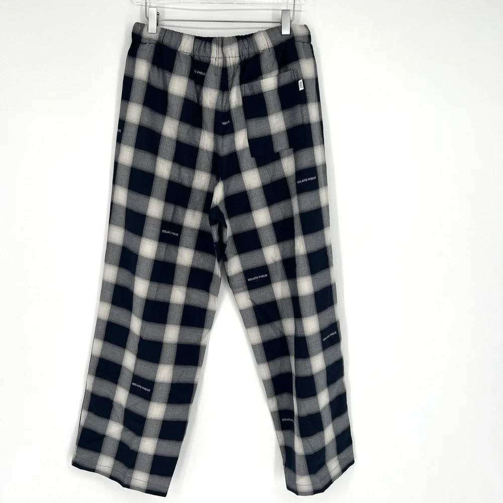 Gelato Pique Homme Pants Mens M Plaid Blue Sweatpants Loungewear Relax Sleepwear